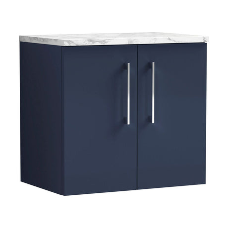 [BFLE2923LCM] Bramshall Contemporary 2 Door Wall Hung Vanity Unit with Carrera Marble Laminate Worktop, 600mm, Choice of Colour - Cutout