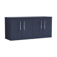 [BFLE2923W2] Balterley Level Modern Bathroom 1200mm Wall Hung 4-Door Vanity Unit with Worktop, Soft Close Doors, Midnight Blue - Cutout