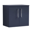 [BFLE2923W] Balterley Level Modern Bathroom 600mm Wall Hung 2-Door Vanity Unit with Worktop, Soft Close Doors, Midnight Blue - Cutout