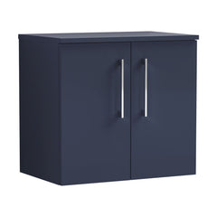 [BFLE2923W] Balterley Level Modern Bathroom 600mm Wall Hung 2-Door Vanity Unit with Worktop, Soft Close Doors, Midnight Blue - Cutout