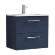 [BFLE2924B] Balterley Level Contemporary Bathroom 2 Soft Close Drawer & Minimalist Wall Hung Vanity Unit Basin, Midnight Blue, 600mm - Cutout