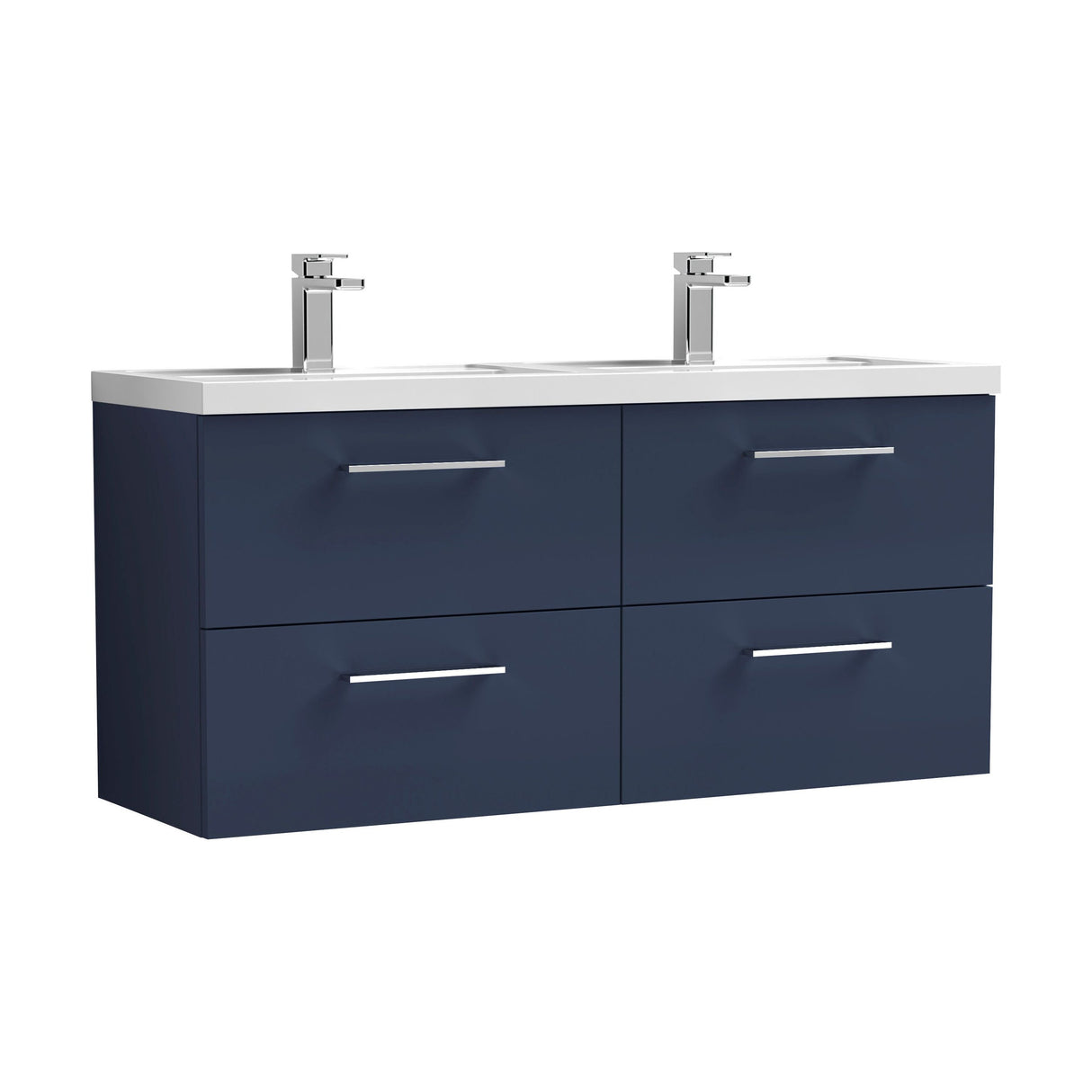 [BFLE2924C2] Balterley Level 1200mm Wall Hung 4-Drawer Vanity Unit with Double Basin for Modern Bathroom Storage - Gloss White - Cutout