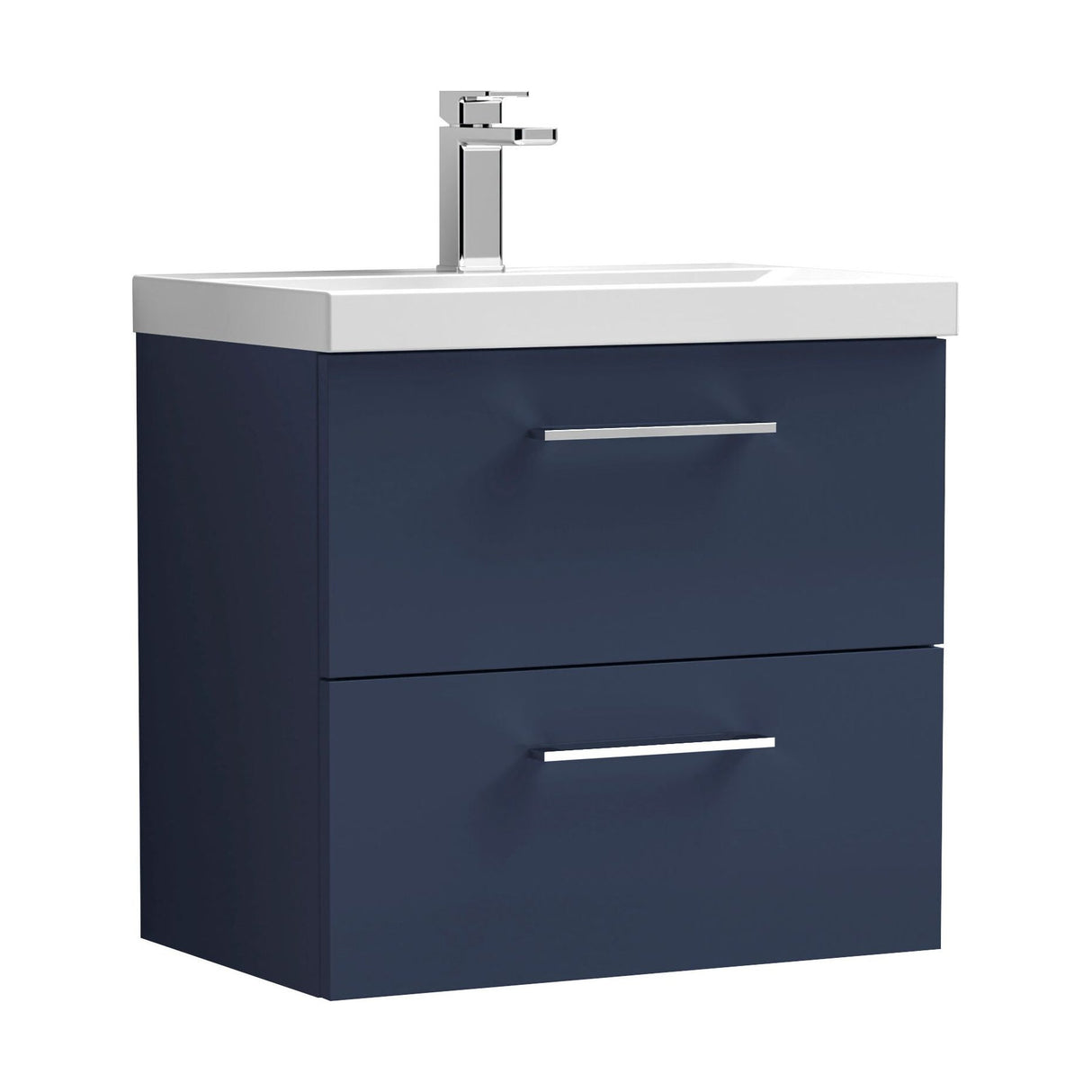 [BFLE2924D] Balterley  Wall Hung 2 Soft Close Drawer & Bathroom Vanity Unit Basin, Midnight Blue, 600mm - Cutout