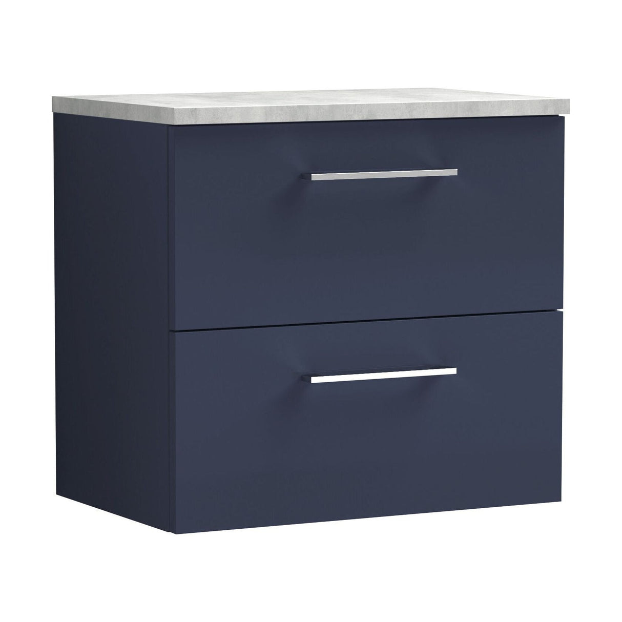 [BFLE2924LBG] Bramshall Contemporary 2 Drawer Wall Hung Vanity Unit with Bellato Grey Laminate Worktop, Choice of Size and Colour - Cutout