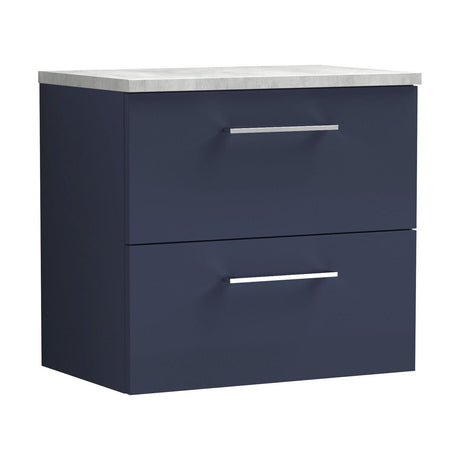 [BFLE2924LBG] Bramshall Contemporary 2 Drawer Wall Hung Vanity Unit with Bellato Grey Laminate Worktop, Choice of Size and Colour - Cutout