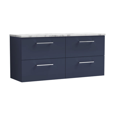 [BFLE2924LCM2] Bramshall Contemporary 4 Drawer Wall Hung Vanity Unit with Carrera Marble Laminate Worktop, 1200mm, Choice of Colour - Cutout