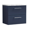 [BFLE2924LCM] Bramshall Contemporary 2 Drawer Wall Hung Vanity Unit with Carrera Marble Laminate Worktop, Choice of Size and Colour - Cutout