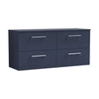 [BFLE2924W2] Balterley Level Modern Bathroom 1200mm Wall Hung 4 Soft Close Drawer Vanity Unit with Worktop, 558 x 1205 x 390mm, Midnight Blue - Cutout