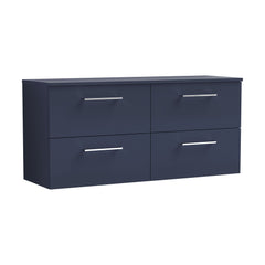 [BFLE2924W2] Balterley Level Modern Bathroom 1200mm Wall Hung 4 Soft Close Drawer Vanity Unit with Worktop, 558 x 1205 x 390mm, Midnight Blue - Cutout