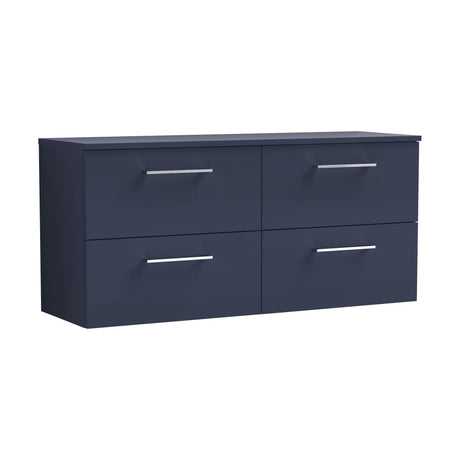 [BFLE2924W2] Balterley Level Modern Bathroom 1200mm Wall Hung 4 Soft Close Drawer Vanity Unit with Worktop, 558 x 1205 x 390mm, Midnight Blue - Cutout