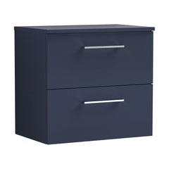 [BFLE2924W] Balterley Level Modern Bathroom 600mm Wall Hung 2 Soft Close Drawer Vanity Unit with Worktop, 558 x 605 x 390mm, Midnight Blue - Cutout