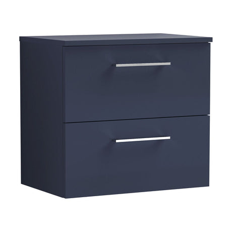 [BFLE2924W] Bramshall Contemporary 2 Soft Close Drawer Wall Hung Vanity Unit with Worktop, Choice of Size and Colour - Cutout
