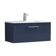 [BFLE2925B] Balterley Level Contemporary Bathroom 1 Soft Close Drawer & Minimalist Wall Hung Vanity Unit Basin, Midnight Blue, 800mm - Cutout