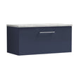 [BFLE2925LBG] Balterley Level 800mm Wall Hung Single Drawer Vanity Unit & Laminate Worktop for Stylish Modern Bathroom Storage - Midnight Blue - Cutout