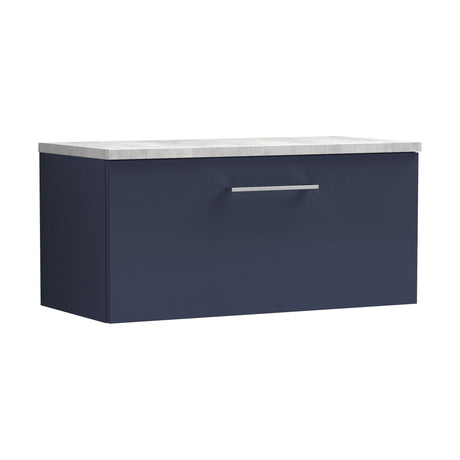 [BFLE2925LBG] Bramshall Contemporary 1 Drawer Wall Hung Vanity Unit with Bellato Grey Laminate Worktop, Choice of Size and Colour - Cutout