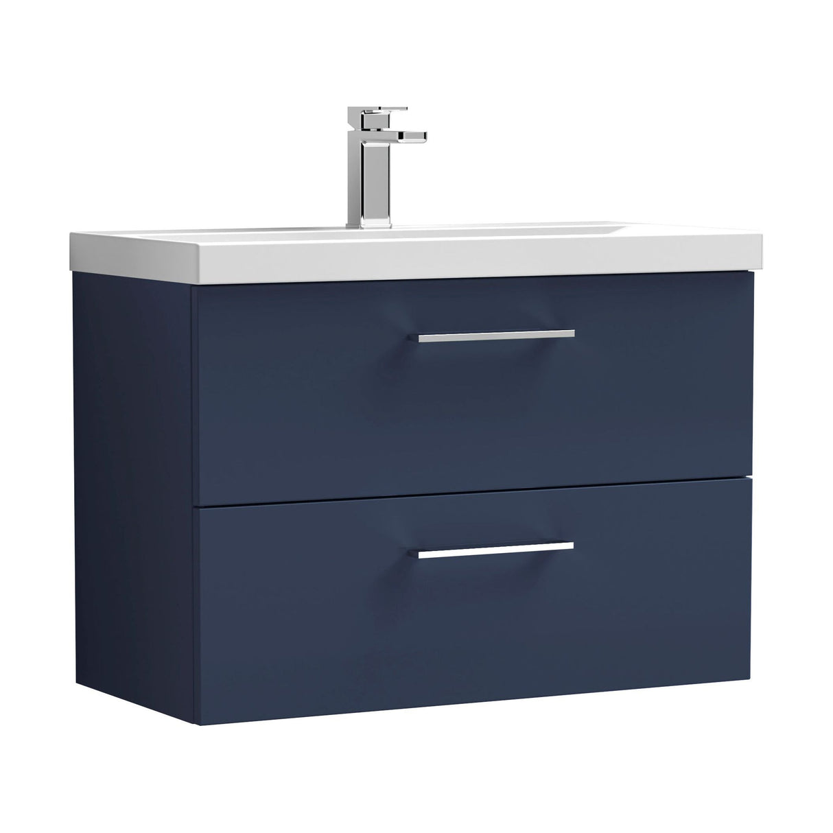 [BFLE2926A] Balterley Contemporary Bathroom Wall Hung 2 Soft-Close Drawer Vanity Unit & Mid-Edge Ceramic Basin, Midnight Blue, 800 mm - Cutout