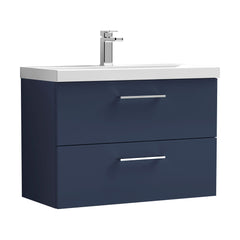 [BFLE2926A] Balterley Contemporary Bathroom Wall Hung 2 Soft-Close Drawer Vanity Unit & Mid-Edge Ceramic Basin, Midnight Blue, 800 mm - Cutout