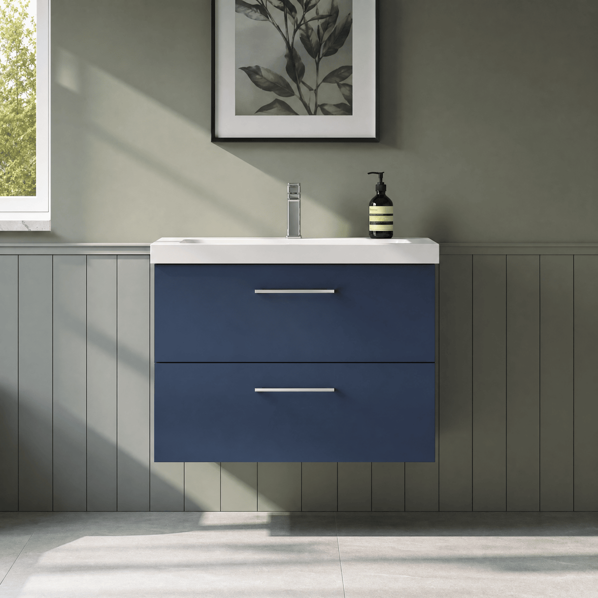 [BFLE2926D] Bramshall Contemporary 2 Soft Close Drawer Wall Hung Vanity Unit, Choice of Size/Basin Type/Colour - Silo