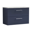 [BFLE2926LBG] Balterley Level 800mm Wall Hung 2 Drawer Vanity Unit & Laminate Worktop for Efficient Modern Bathroom Storage - Midnight Blue - Cutout
