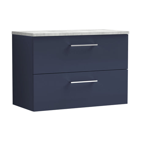 [BFLE2926LBG] Bramshall Contemporary 2 Drawer Wall Hung Vanity Unit with Bellato Grey Laminate Worktop, Choice of Size and Colour - Cutout