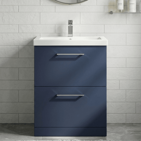 [BFLE2933A] Bramshall Contemporary 2 Drawer Floor Standing Vanity Unit, Choice of Size, Colour and Basin - Silo