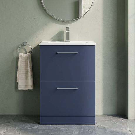 [BFLE2933B] Bramshall Contemporary 2 Drawer Floor Standing Vanity Unit, Choice of Size, Colour and Basin - Silo