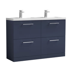 [BFLE2933C2] Balterley Level 1200mm Floor Standing 4 Drawer Vanity Unit with Double Basin, Handles & Overflow for Bathroom Storage Gloss White - Cutout