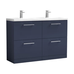 [BFLE2933F2] Balterley Level 1200mm Floor Standing 4 Drawer Vanity Unit with Double Basin, Handles & Overflow for Bathroom Storage Gloss White - Cutout
