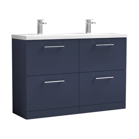 [BFLE2933F2] Balterley Level 1200mm Floor Standing 4 Drawer Vanity Unit with Double Basin, Handles & Overflow for Bathroom Storage Gloss White - Cutout