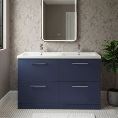 [BFLE2933F2] Balterley Level 1200mm Floor Standing 4 Drawer Vanity Unit with Double Basin, Handles & Overflow for Bathroom Storage Gloss White - Silo