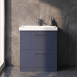 [BFLE2935A] Balterley Contemporary Bathroom Floor Standing 2 Soft-Close Drawer Vanity Unit & Mid-Edge Ceramic Basin, Midnight Blue, 800 mm - Silo