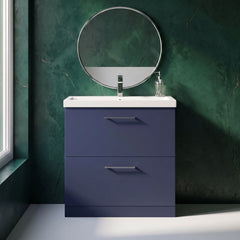 [BFLE2935D] Bramshall Contemporary 2 Drawer Floor Standing Vanity Unit, Choice of Size, Colour and Basin - Silo