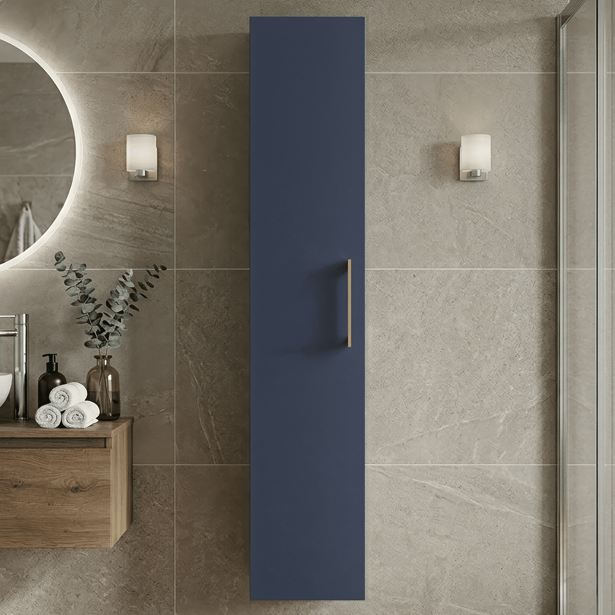 [BFLE2961H017] Bramshall 300mm Wall Hung 1 Door Tall Unit – Choice of Colour and Handle Finish - Silo