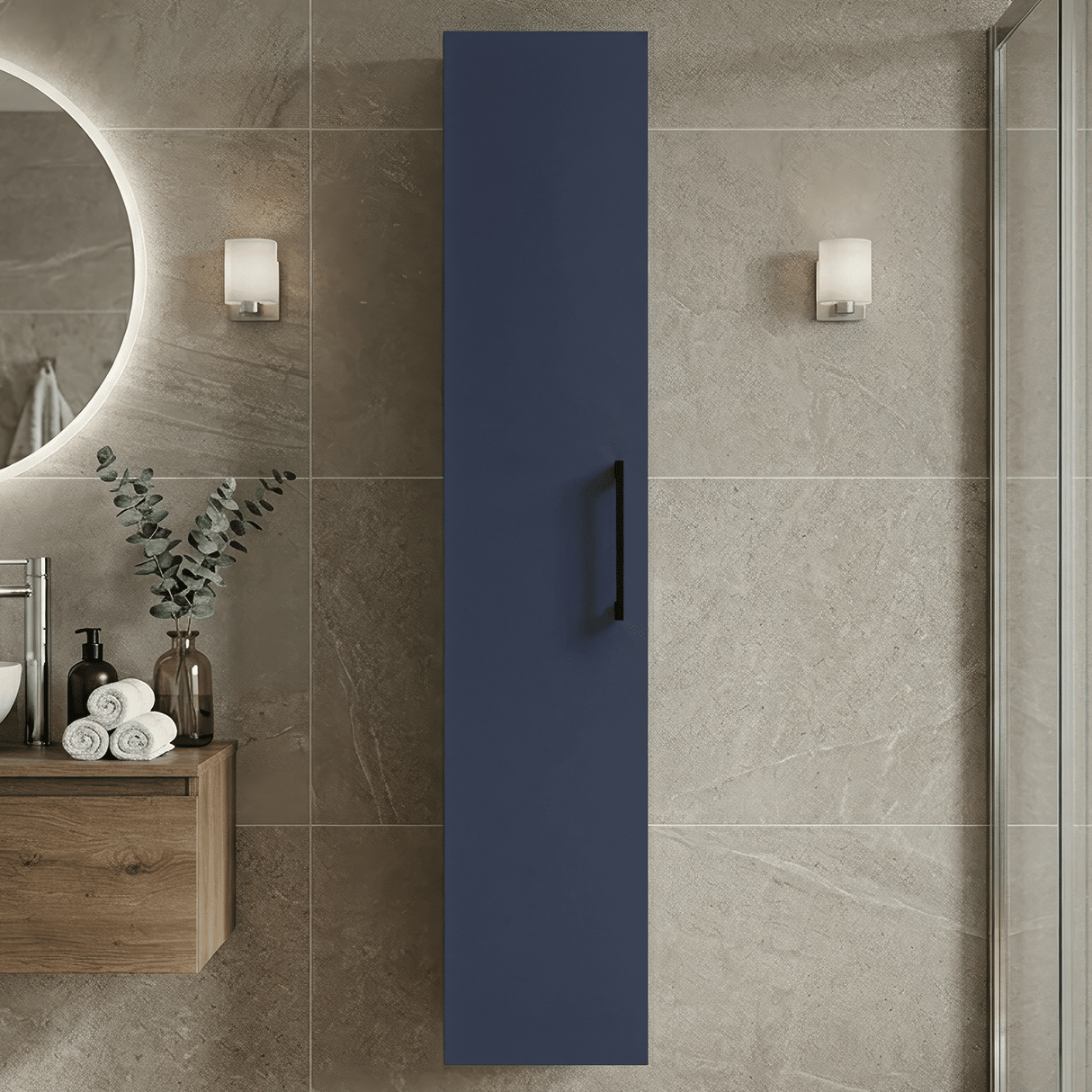 [BFLE2961H018] Bramshall 300mm Wall Hung 1 Door Tall Unit – Choice of Colour and Handle Finish - Silo
