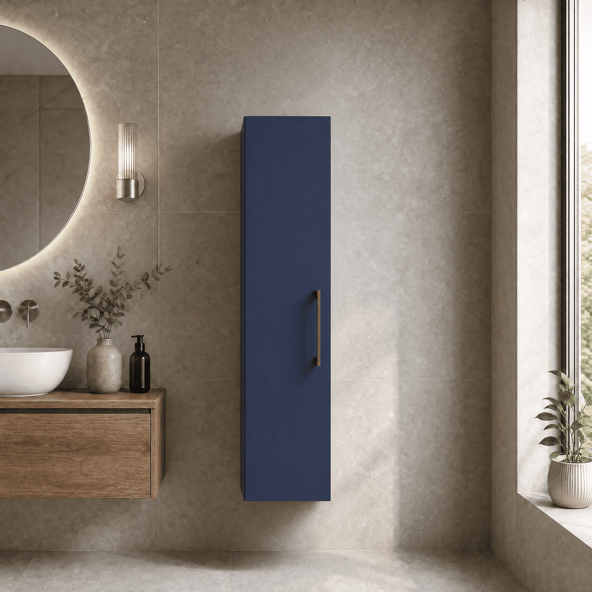 [BFLE2961H1516] Bramshall 300mm Wall Hung 1 Door Tall Unit - Choice of Colour and Handle Finish - Lifestyle 1