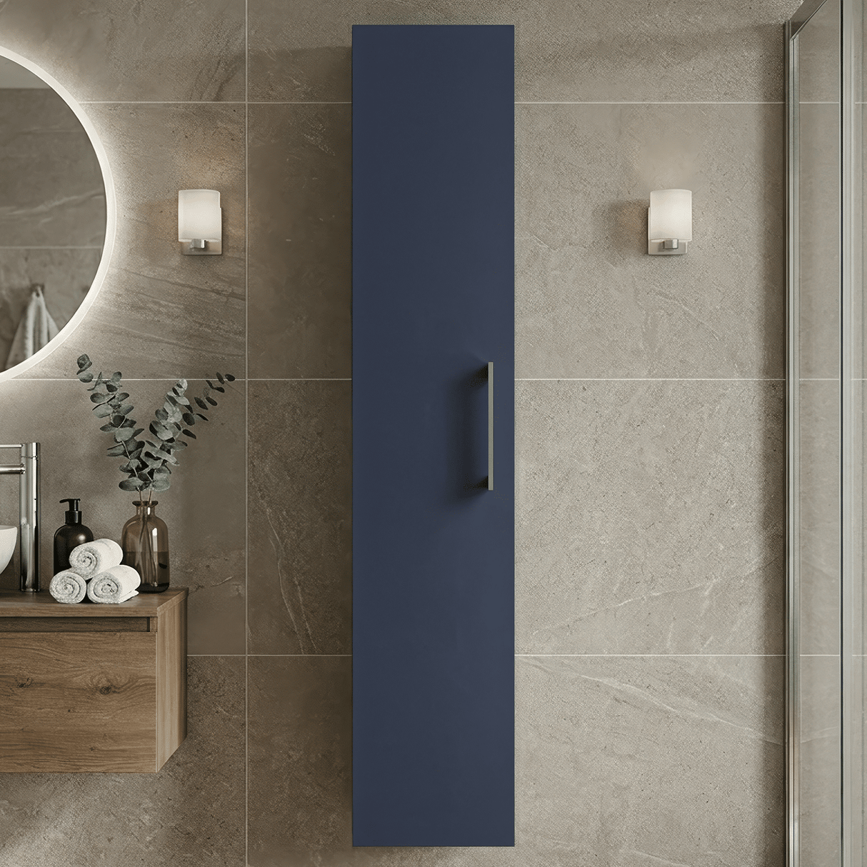 [BFLE2961H716] Bramshall 300mm Wall Hung 1 Door Tall Unit – Choice of Colour and Handle Finish - Silo