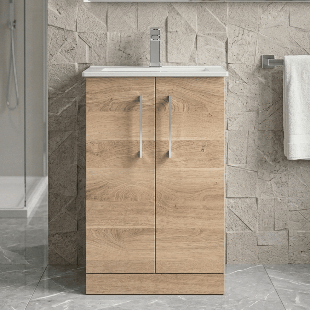 [BFLE3001B] Bramshall Contemporary 2 Soft Close Doors Floor Standing Vanity Basin Unit, Choice of Size/Basin Type/Colour - Silo