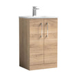 [BFLE3001G] Balterley  Modern Bathroom Floor Standing 2-Door Vanity & Basin, Bleached Oak, 500mm - Cutout