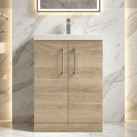 [BFLE3003A] Contemporary Floor Standing Vanity Unit with Mid-Edge Basin, Choice of Size - Silo