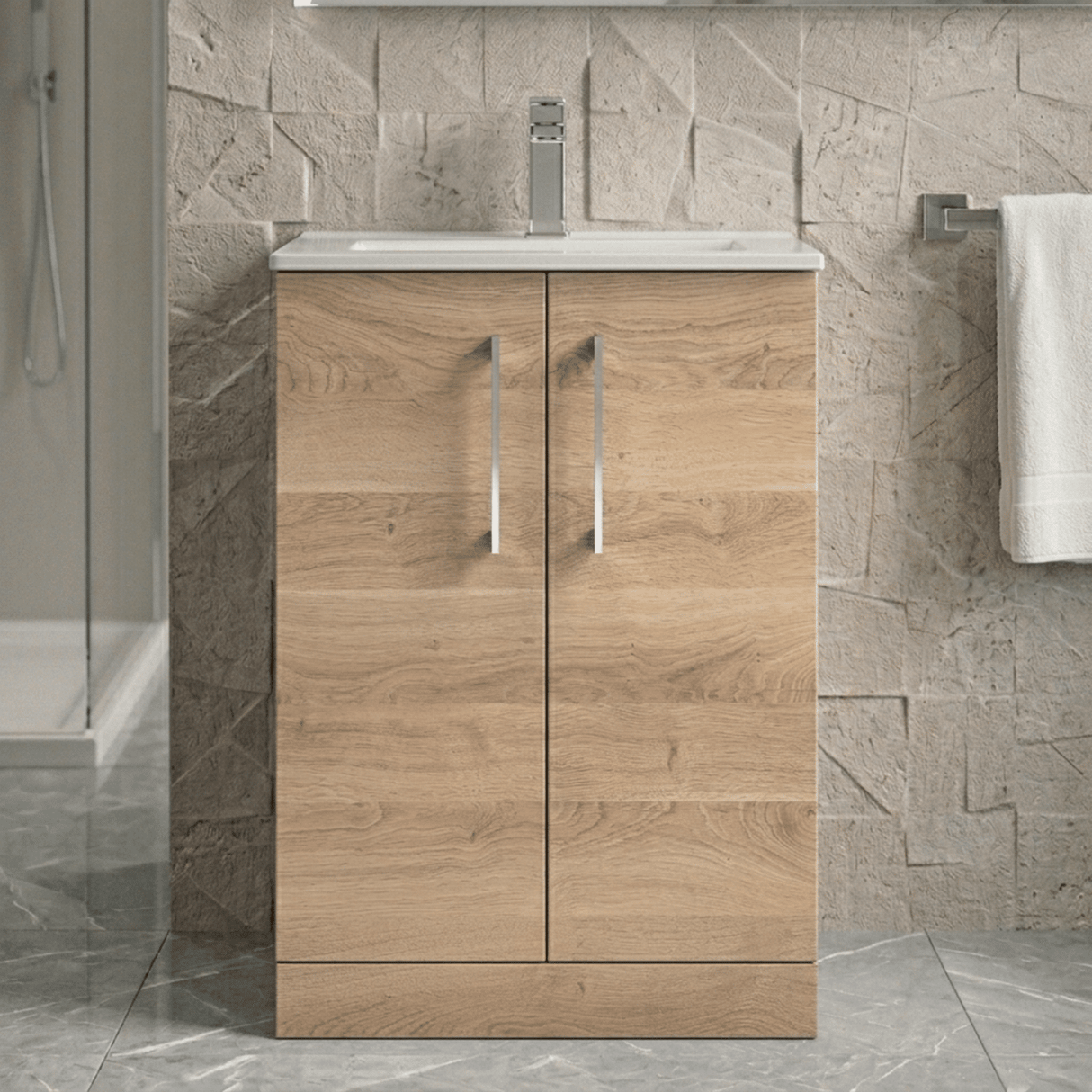 [BFLE3003B] Bramshall Contemporary 2 Soft Close Doors Floor Standing Vanity Basin Unit, Choice of Size/Basin Type/Colour - Silo