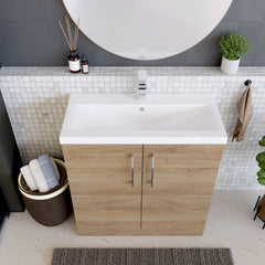 [BFLE3005A] Contemporary Floor Standing Vanity Unit with Mid-Edge Basin, Choice of Size - Lifestyle 2