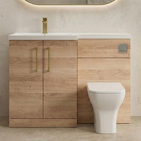 [BFLE3011LH017] Bramshall Combination Vanity Unit with Basin & WC, Left Hand, 1100mm x 390mm - Choice of Colour and Handle Finish - Silo