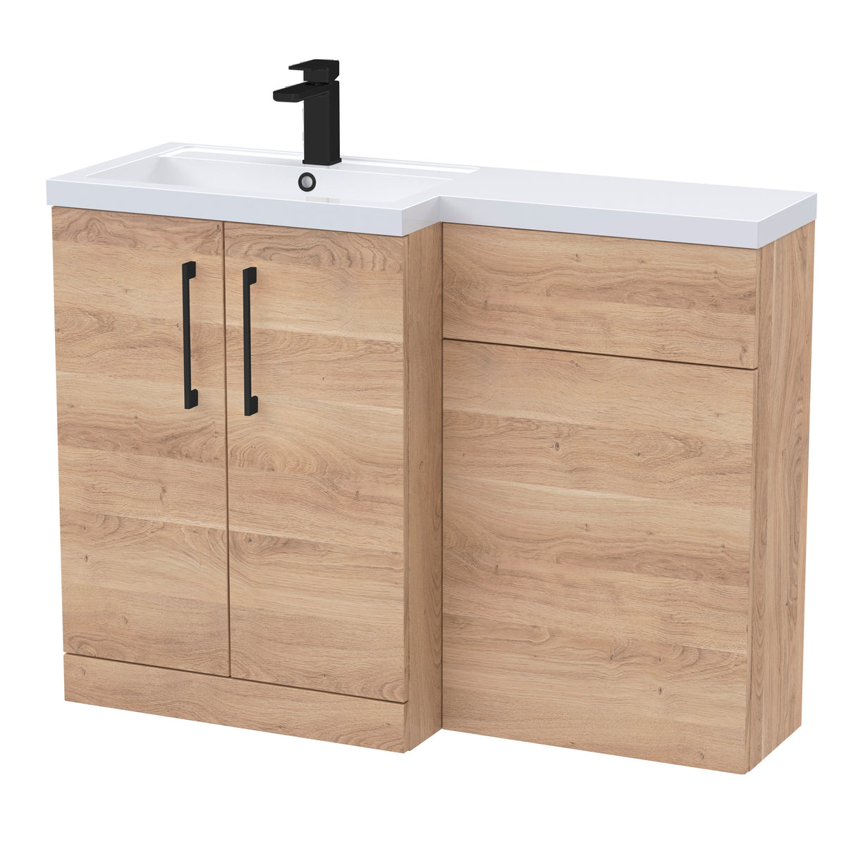 Bathroom Vanity Unit with Basin & WC Unit, Left Hand, 1100mm x 390mm - Choice of Colour