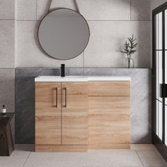 [BFLE3011LH018] Bramshall Combination Vanity Unit with Basin & WC, Left Hand, 1100mm x 390mm - Choice of Colour and Handle Finish - Lifestyle 1