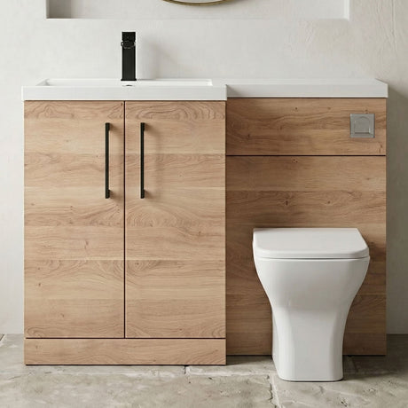 [BFLE3011LH018] Bramshall Combination Vanity Unit with Basin & WC, Left Hand, 1100mm x 390mm - Choice of Colour and Handle Finish - Silo