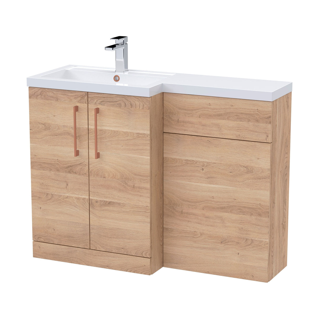 [BFLE3011LH019] Bramshall Combination Vanity Unit with Basin & WC, Left Hand, 1100mm x 390mm - Choice of Colour and Handle Finish - Cutout