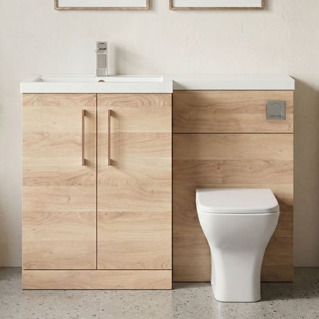 [BFLE3011LH019] Bramshall Combination Vanity Unit with Basin & WC, Left Hand, 1100mm x 390mm - Choice of Colour and Handle Finish - Silo