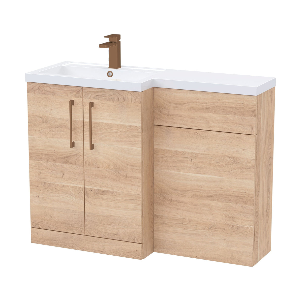[BFLE3011LH1516] Bramshall Combination Vanity Unit with Basin & WC, Left Hand, 1100mm x 390mm - Choice of Colour and Handle Finish - Cutout