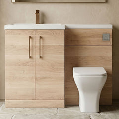 [BFLE3011LH1516] Bramshall Combination Vanity Unit with Basin & WC, Left Hand, 1100mm x 390mm - Choice of Colour and Handle Finish - Silo