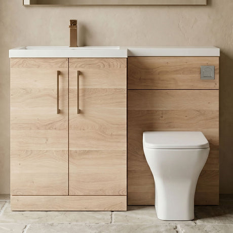 [BFLE3011LH1516] Bramshall Combination Vanity Unit with Basin & WC, Left Hand, 1100mm x 390mm - Choice of Colour and Handle Finish - Silo